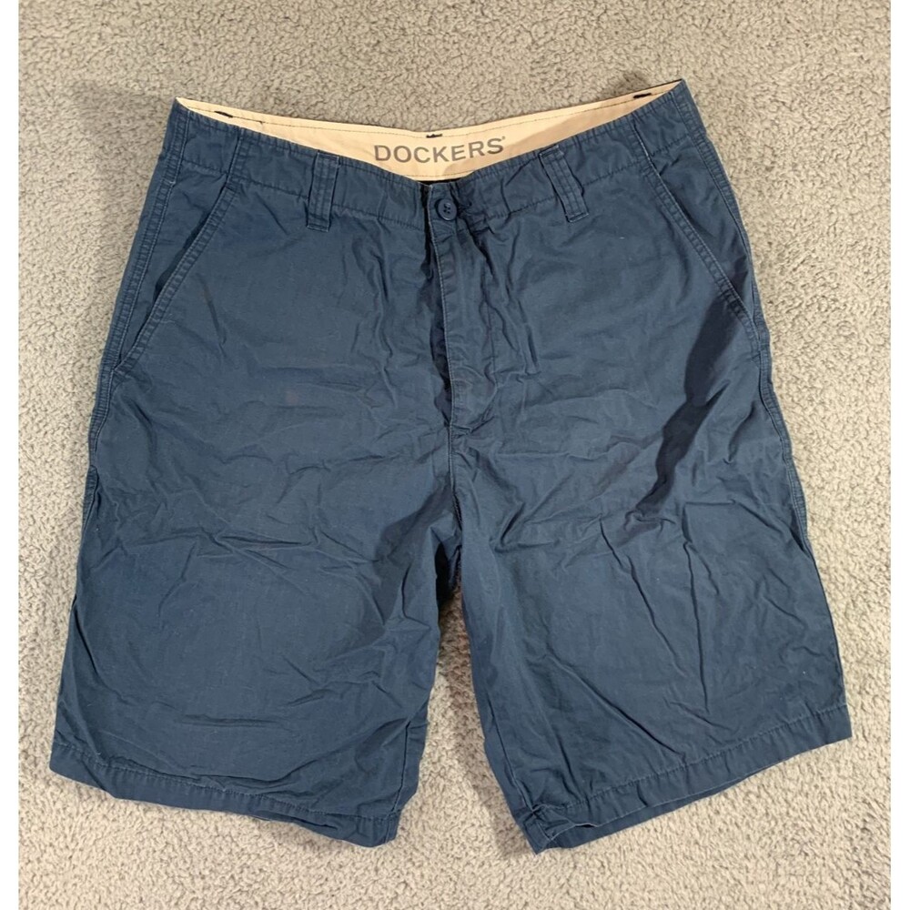 Mens Dockers Navy Blue Shorts Size 34 100% Cotton w/ Pockets